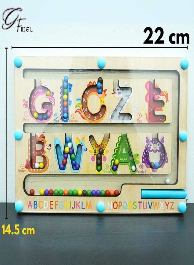 G.FIDEL متاهة الخرز المغناطيسي من جي. فيدل | فرز الألوان | لوحة العد | لوحة ألغاز تعليمية مبكرة | خرز قوس قزح معرفي، متاهة ألوان مغناطيسية خشبية مع عصا داخلية لمتعة ولعب الأطفال - Image 5